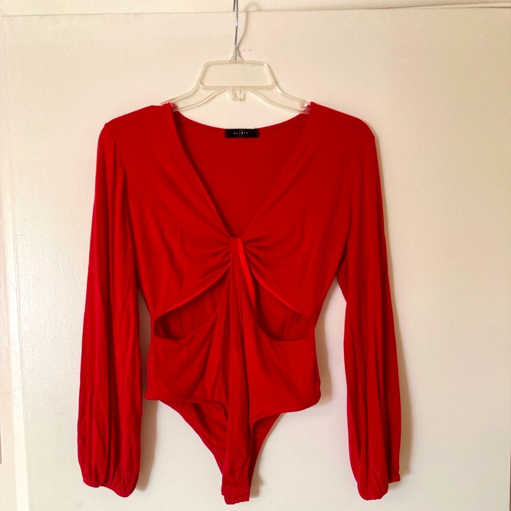 Red Body Suit with Waist Cut Out
